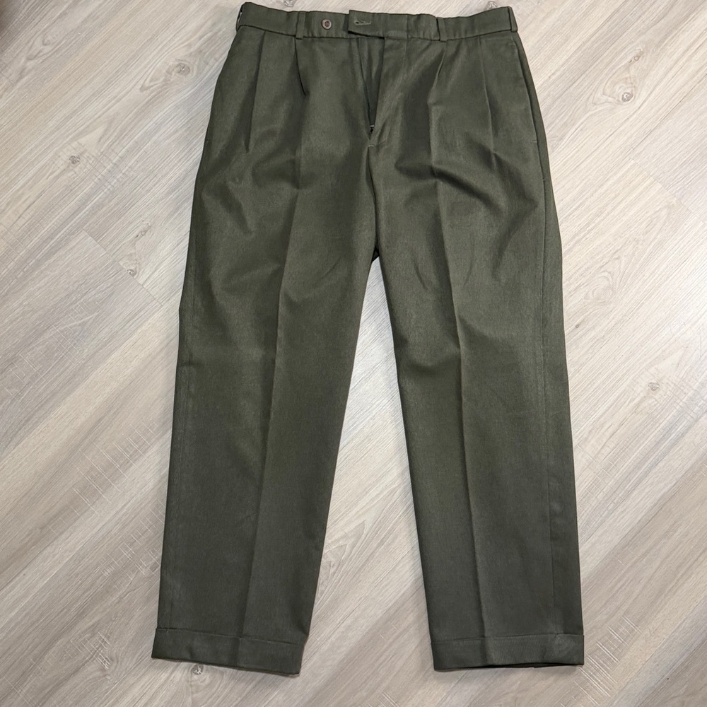 Slates Stretch Olive Green Classic Fit Dress Pants